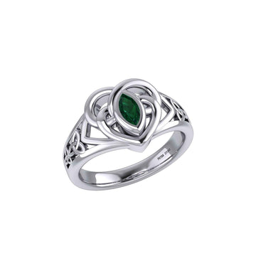 Celtic Knotwork Heart Ring With Gemstone TRI2380 - Jewelry